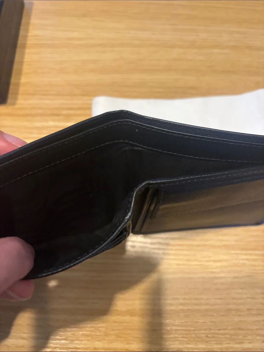 Prada Blue and black  Saffiano Leather wallet with box COA card